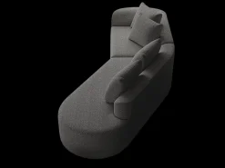 Sofá de Canto Direito Moderno Superdimensionado 4 Lugares, com 4 Almofadas, Chaise Longue Curva, Tecido Chenille, Cinza Antracito