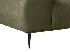 Sofá de canto direito tecido chenille cor verde caqui 5 lugares MALIADA