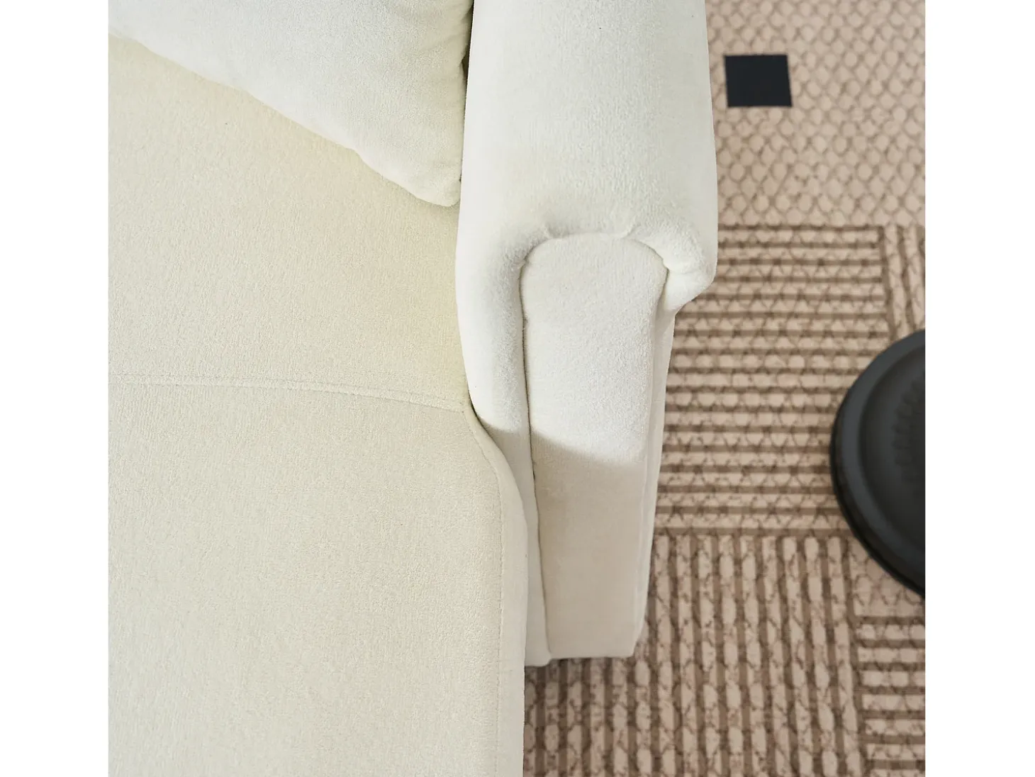 Sofá de canto em forma de U com 3 lugares e espaço para arrumação - Sofá-cama em tecido chenille - Bege