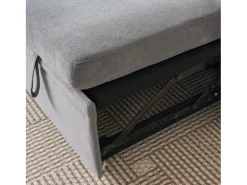 Sofá de canto em L de 3 lugares - Sofá-cama com arrumação e almofada - Tecido chenille cinzento