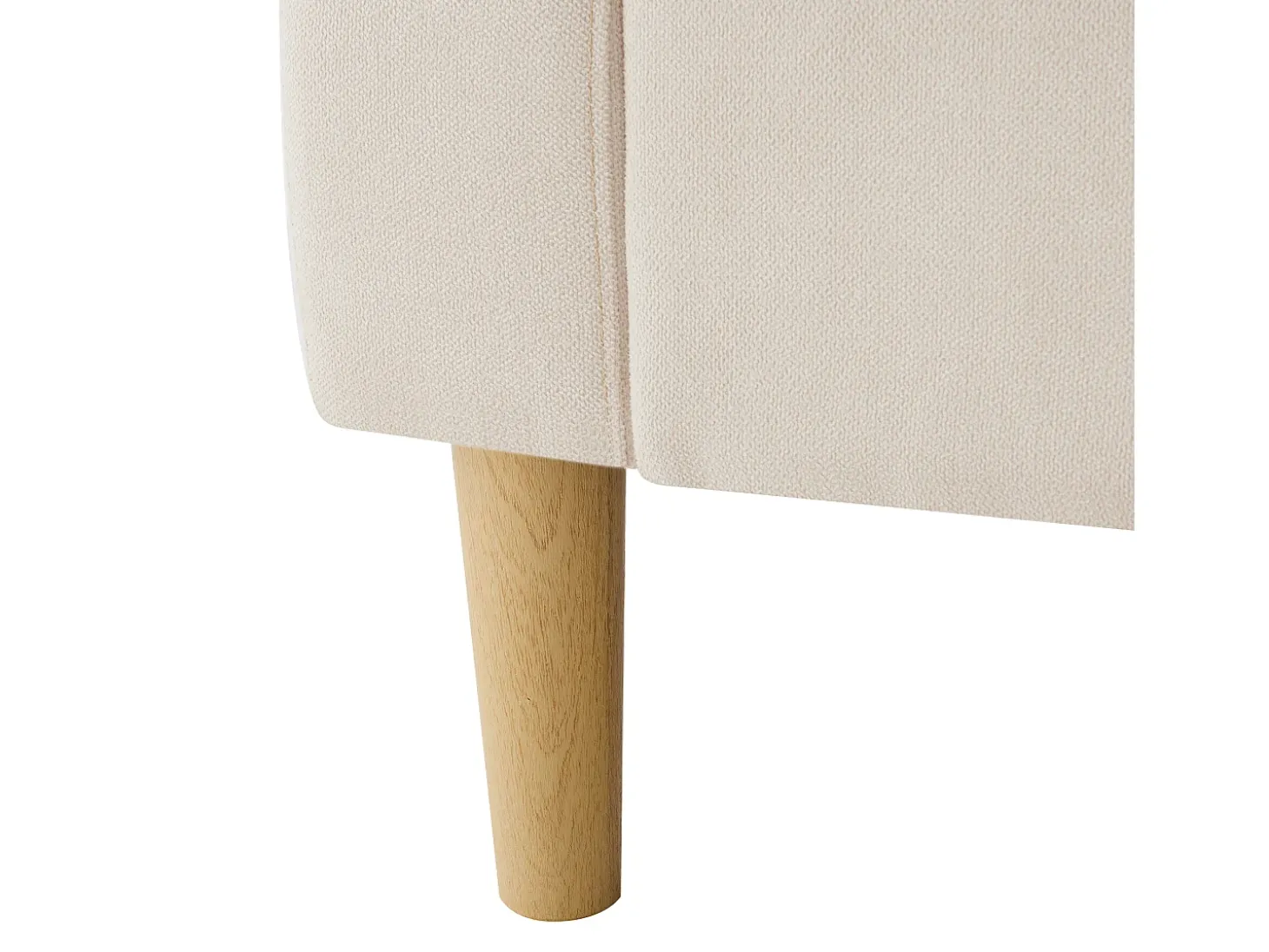 Sofá de canto em L de 3 lugares com 2 almofadas, suporte para copos e arrumação, tecido bege de algodão e linho