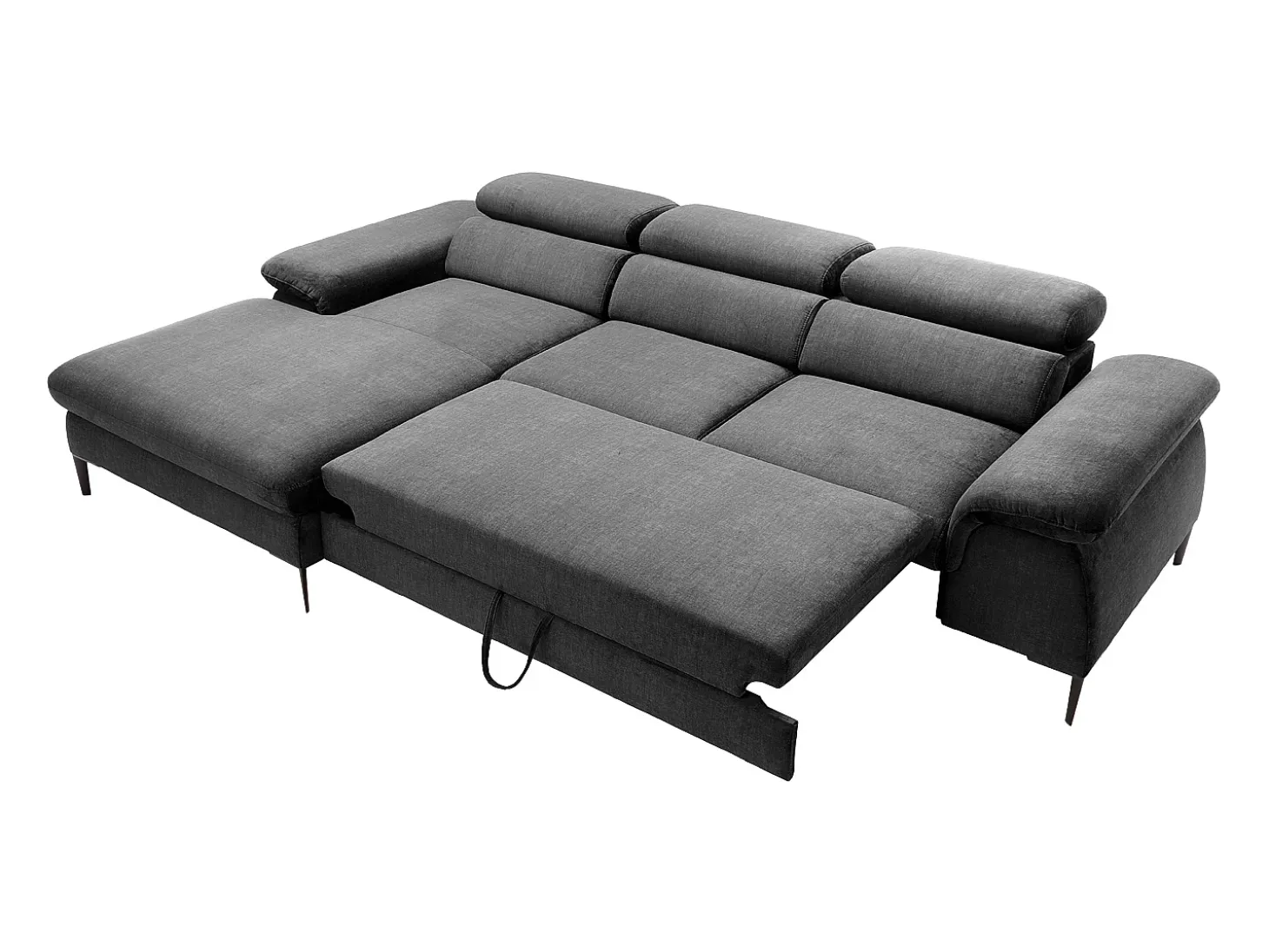 Sofá de canto esquerdo convertível em veludo antracite design SEPINA de Pascal Morabito