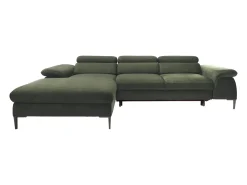 Sofá de canto esquerdo convertível veludo verde design SEPINA de Pascal Morabito