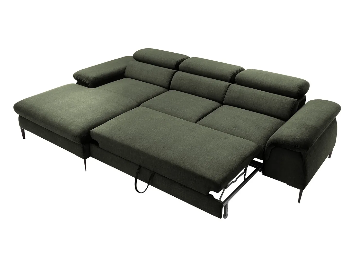 Sofá de canto esquerdo convertível veludo verde design SEPINA de Pascal Morabito