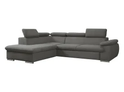 Sofá de canto esquerdo modular em tecido cinzento escuro FABIEN