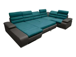 Sofá de canto esquerdo modular azule cinzento BOILEAU