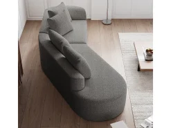 Sofá de Canto Esquerdo Moderno Superdimensionado 4 Lugares, com 4 Almofadas, Chaise Longue Curva, Tecido Chenille, Cinza Claro