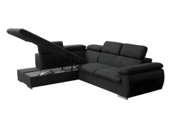 Sofá de canto esquerdo modular em tecido preto FABIEN