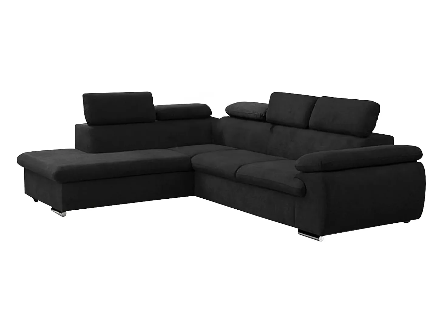 Sofá de canto esquerdo modular em tecido preto FABIEN