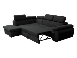 Sofá de canto esquerdo modular em tecido preto FABIEN