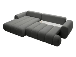 Sofá de canto esquerdo sofá-cama com 4 lugares em tecido cinza 4 lugares FRIDORA