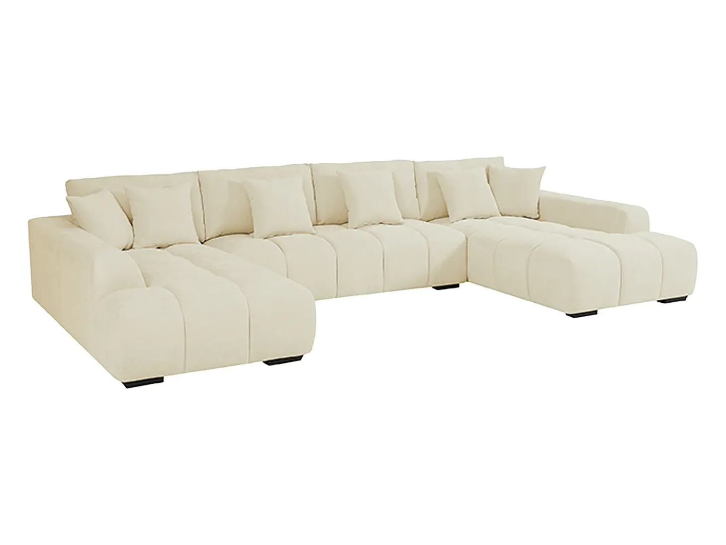 Sofá de canto grande tecido bege efeito acolchoado estilo design BERENIA