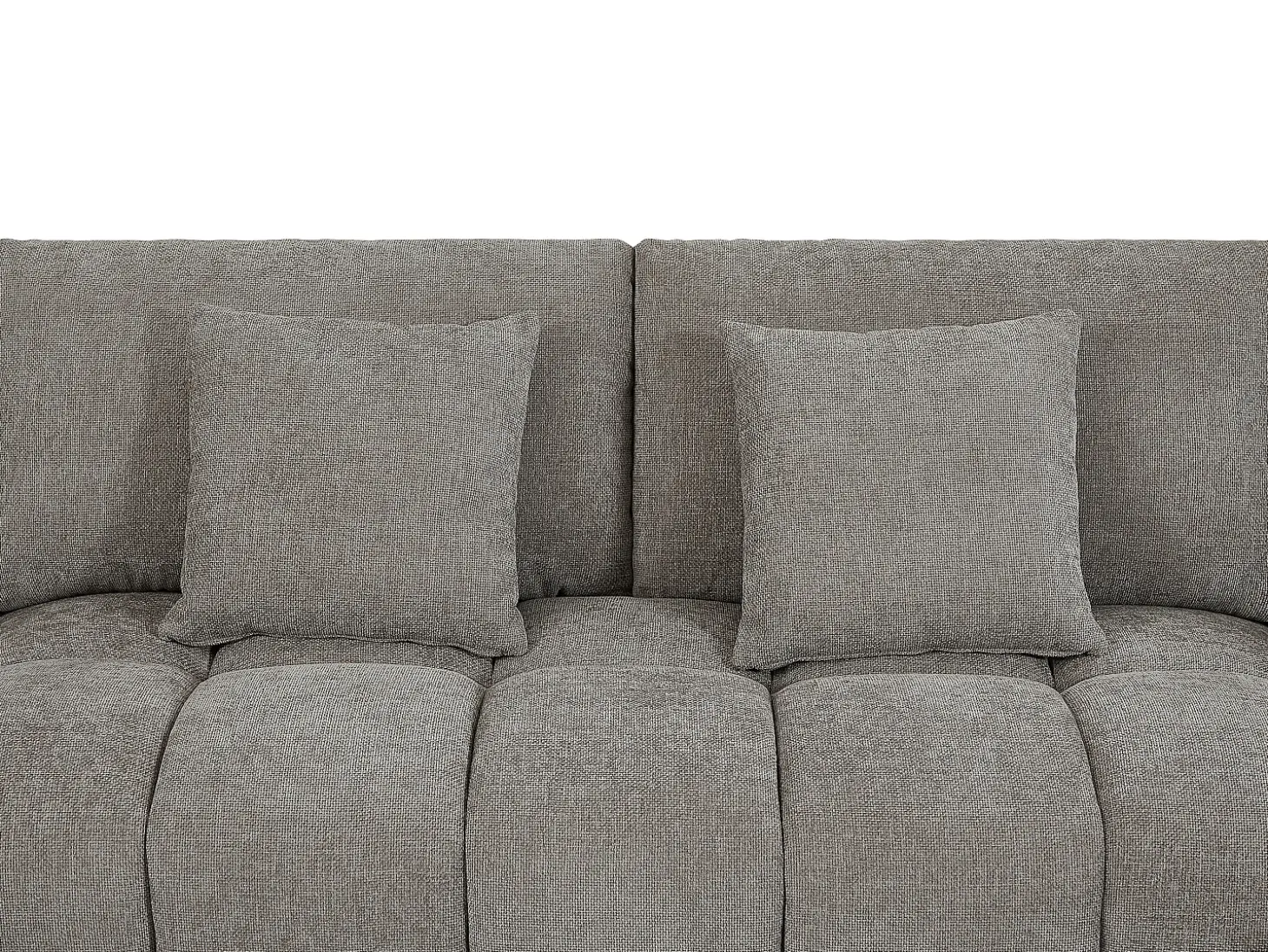 Sofá de canto grande tecido cinza efeito acolchoado estilo design BERENIA