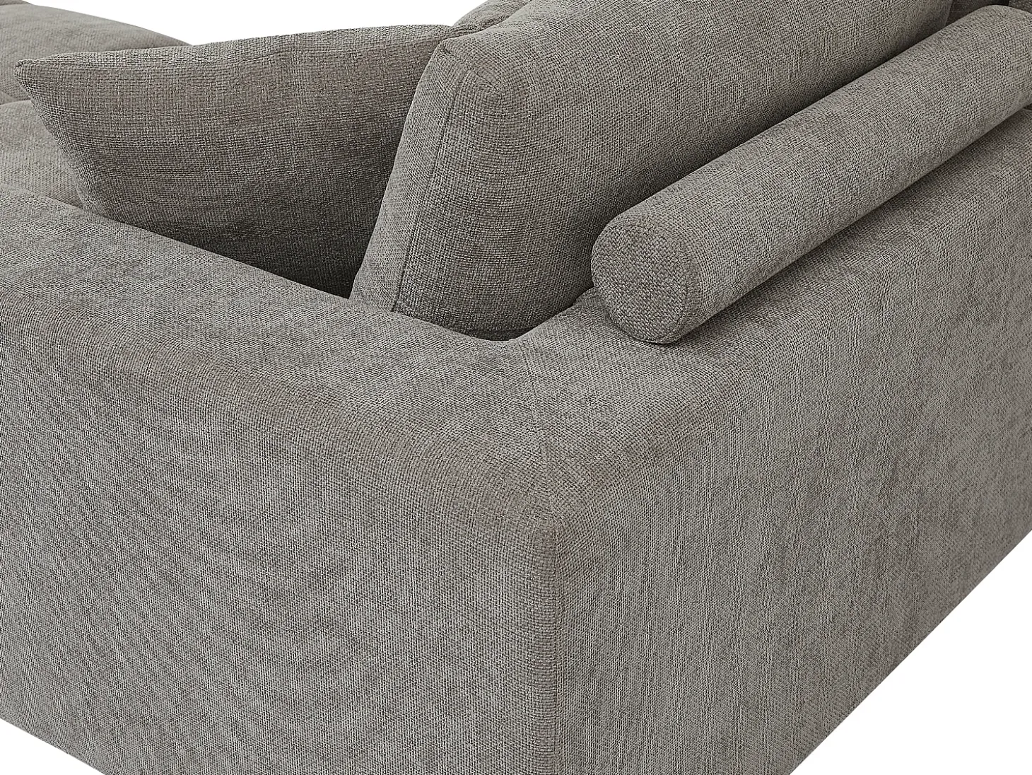 Sofá de canto grande tecido cinza efeito acolchoado estilo design BERENIA
