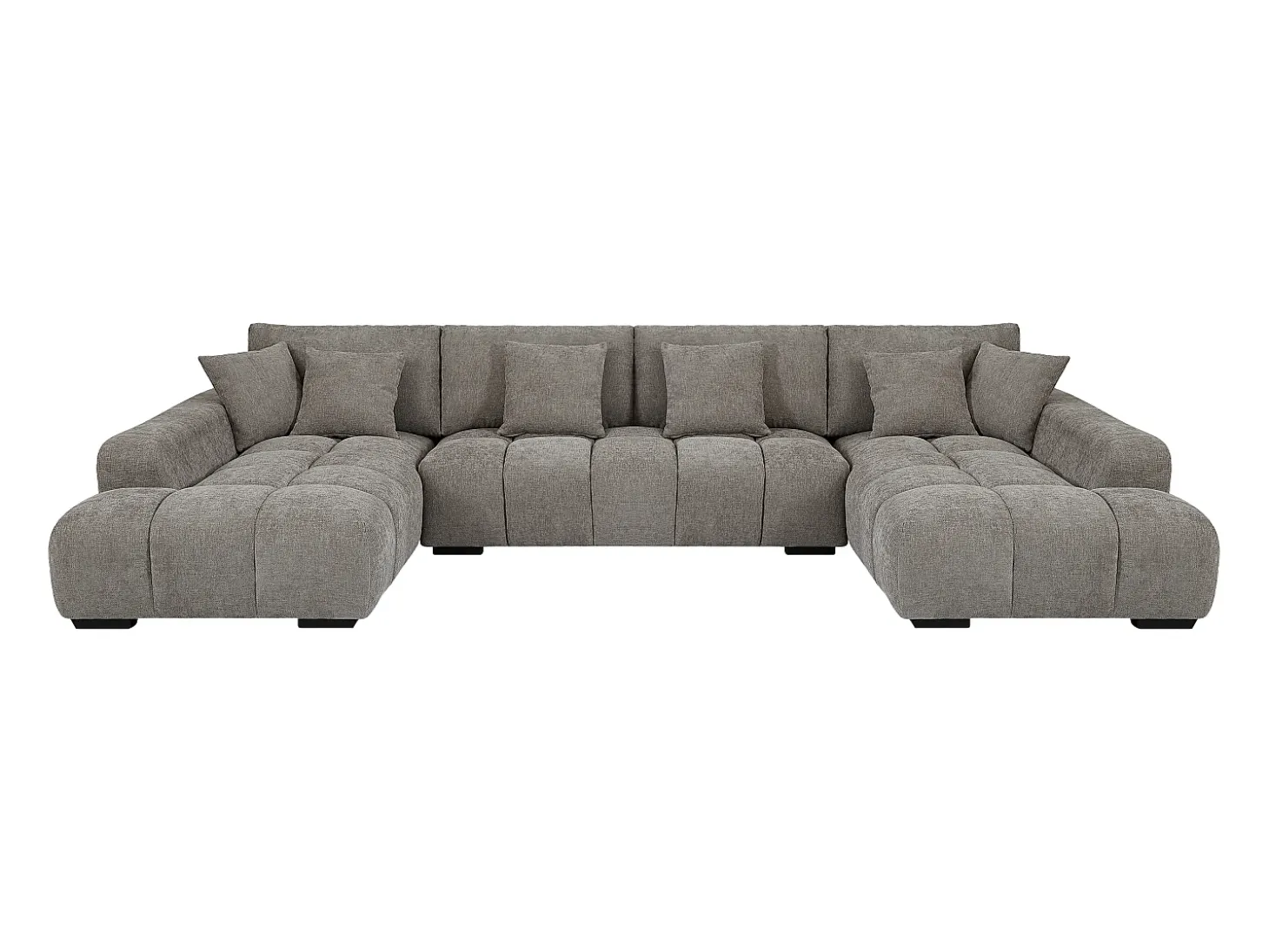 Sofá de canto grande tecido cinza efeito acolchoado estilo design BERENIA