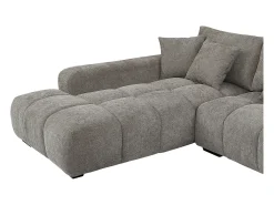 Sofá de canto grande tecido cinza efeito acolchoado estilo design BERENIA