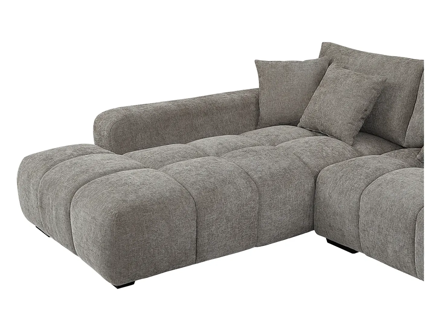 Sofá de canto grande tecido cinza efeito acolchoado estilo design BERENIA