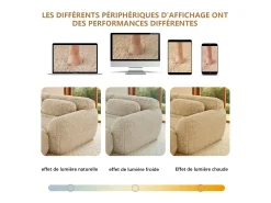 Sofá de Canto Modular em tecido peluche, com 2 puffs e 2 almofadas, 204x179x73cm, Caqui