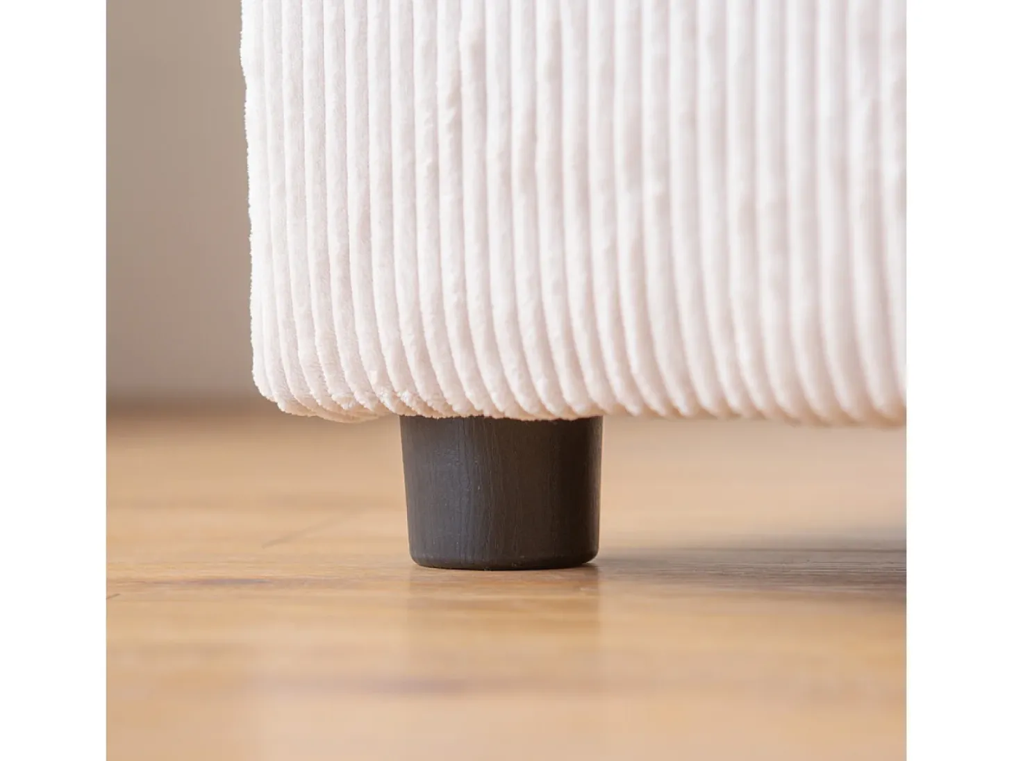 Sofá de canto modular em veludo cotelê bege 3 lugares - Confortável e elegante