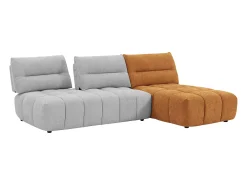 Sofá de canto modular encosto função avança-recua tecido cinza-claro e terracota APOLIU