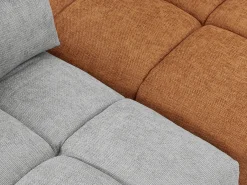 Sofá de canto modular encosto função avança-recua tecido cinza-claro e terracota APOLIU