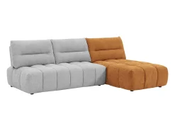 Sofá de canto modular encosto função avança-recua tecido cinza-claro e terracota APOLIU