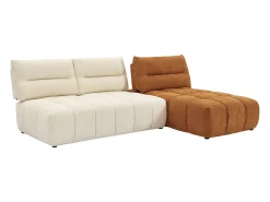 Sofá de canto modular encosto função avança-recua tecido bege e terracota APOLIU