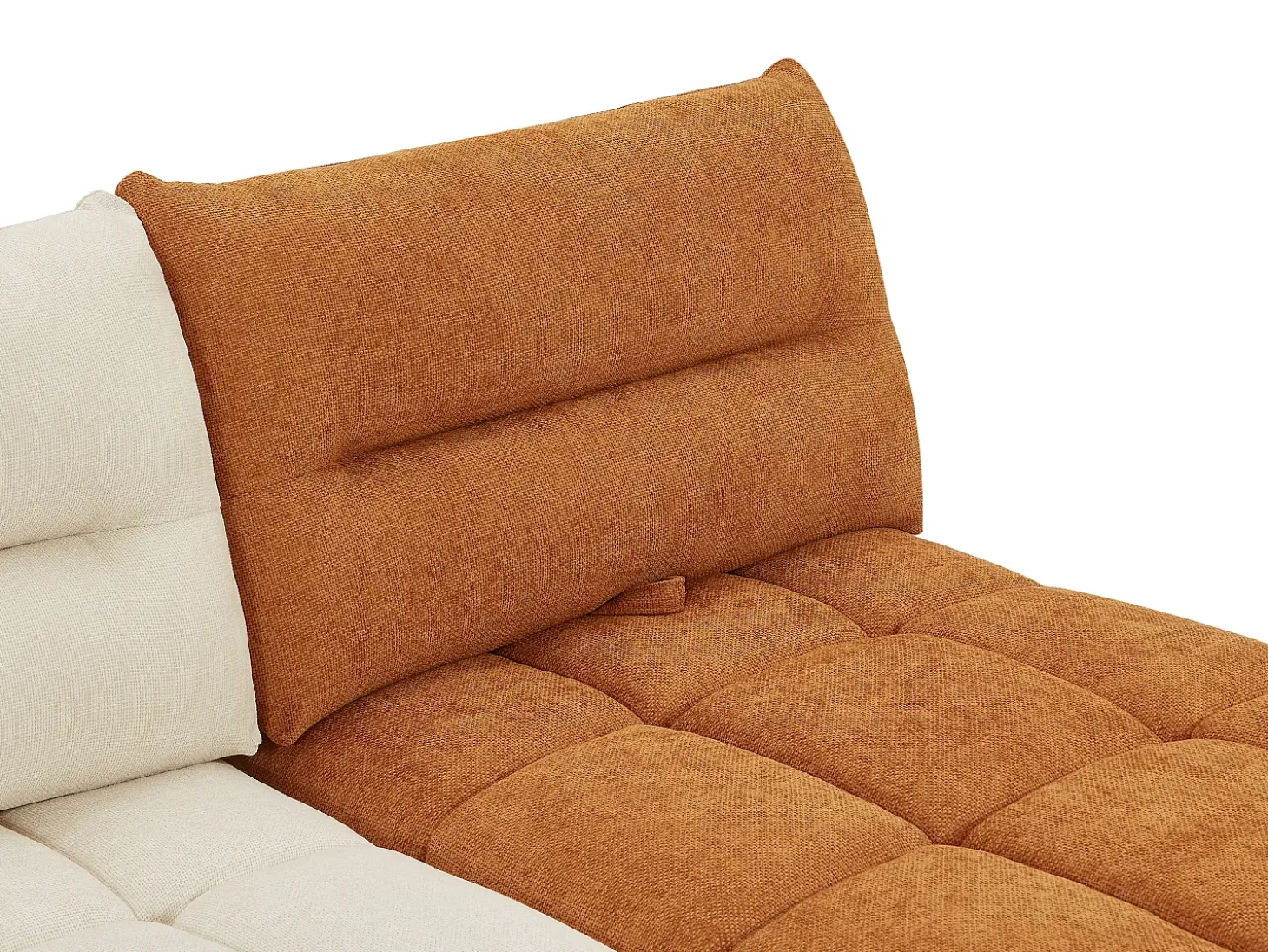 Sofá de canto modular encosto função avança-recua tecido bege e terracota APOLIU