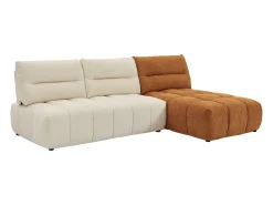 Sofá de canto modular encosto função avança-recua tecido bege e terracota APOLIU