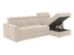 Sofá de canto reversível abertura rápida conversível abertura rápida em tecido bege - Cama 160 cm - Colchão 18 cm VIZIR