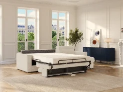 Sofá de canto reversível conversível abertura rápida em tecido bege - Superfície para dormir 160 cm VIZIR