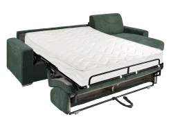 Sofá de canto reversível convertível abertura rápida veludo canelado verde 160 cm 22 cm CALITO