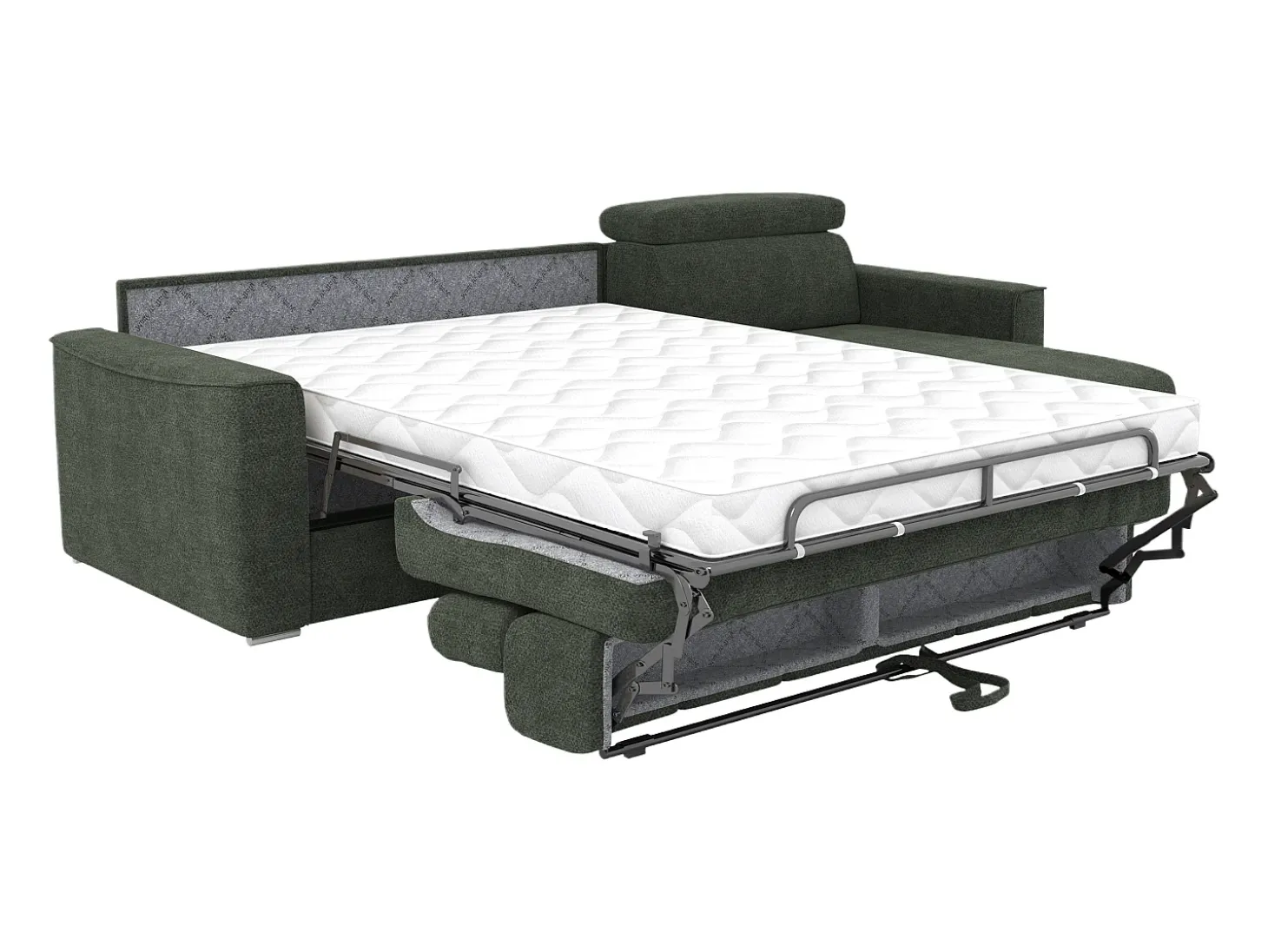 Sofá de canto reversível conversível abertura rápida em tecido verde - Cama de 160 cm VIZIR