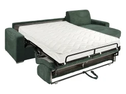Sofá de canto reversível convertível abertura rápida veludo canelado verde 160 cm 18 cm CALITO