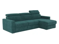 Sofá de canto reversível conversível abertura rápida em tecido azul - Cama de 160 cm VIZIR