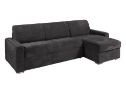 Sofá de canto reversível convertível abertura rápida veludo canelado cinzento 160 cm - 14 cm CALITO