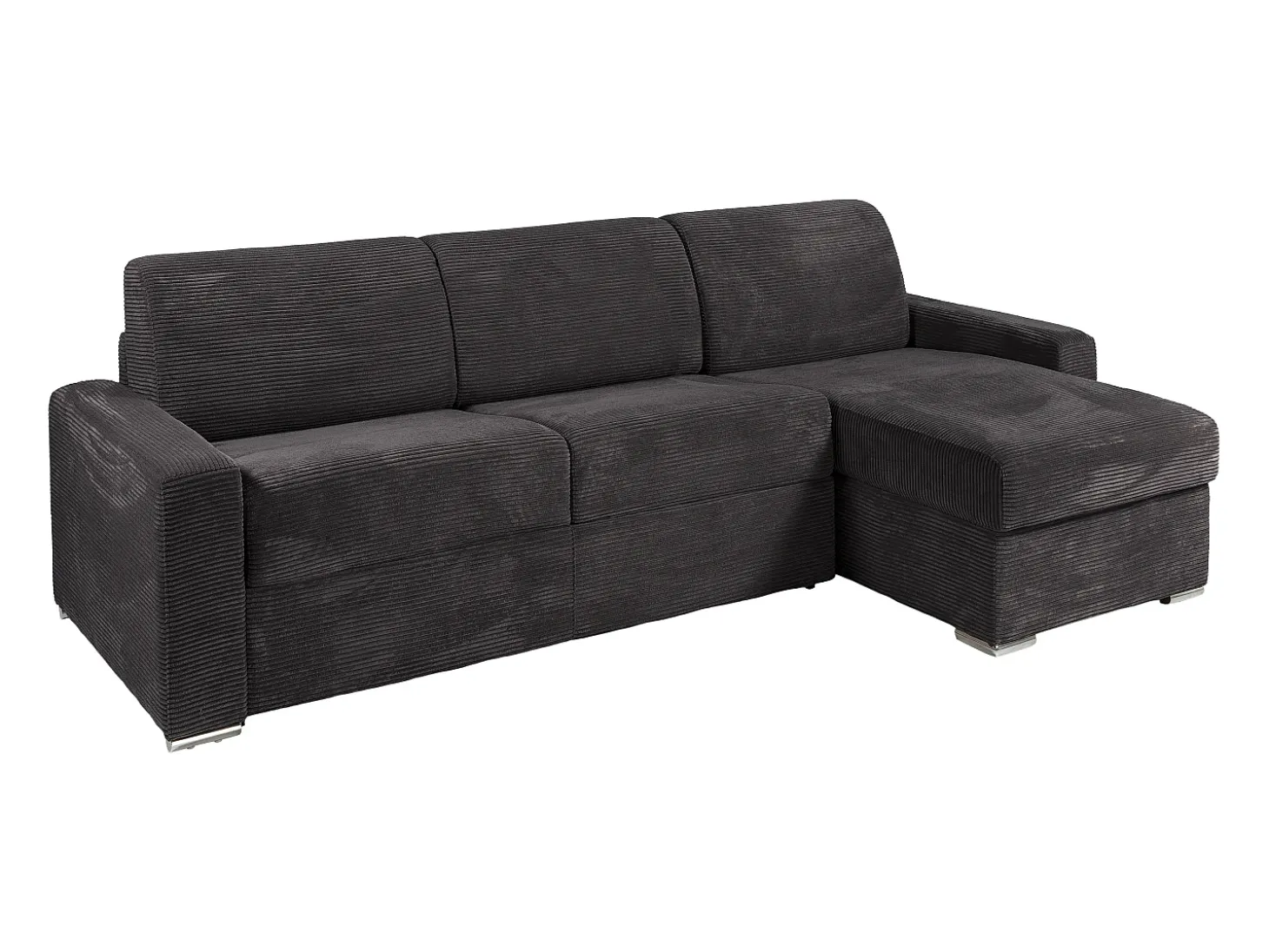 Sofá de canto reversível convertível abertura rápida veludo canelado cinzento 160 cm - 14 cm CALITO