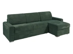 Sofá de canto reversível convertível abertura rápida veludo canelado verde 140 cm 14 cm CALITO