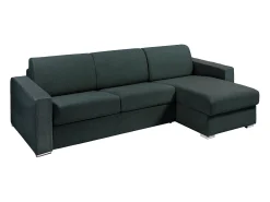 Sofá de canto reversível convertível abertura rápida tecido verde abeto - 160 cm - 18 cm - CALITO