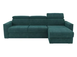 Sofá de canto reversível conversível abertura rápida em tecido azul - Cama 160 cm VIZIR
