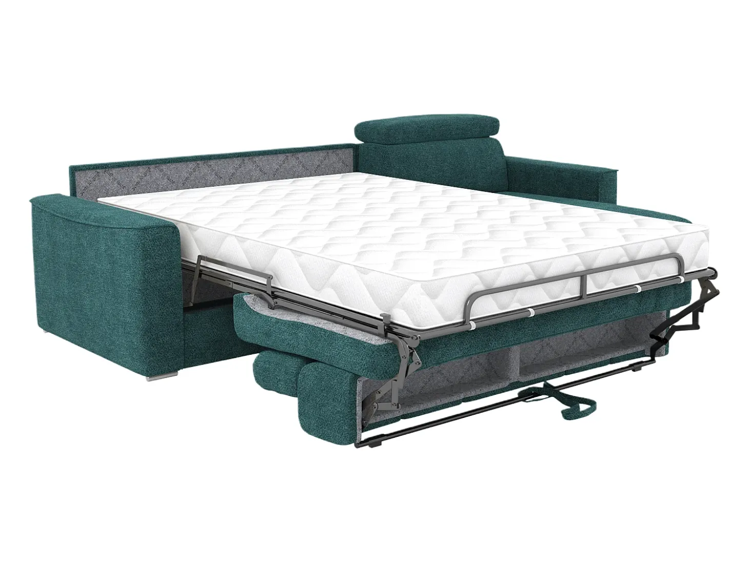 Sofá de canto reversível conversível abertura rápida em tecido azul - Cama 160 cm VIZIR
