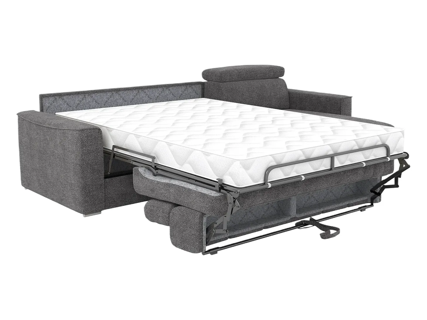 Sofá de canto reversível conversível abertura rápida em tecido cinza - Sofá-cama 160 cm VIZIR