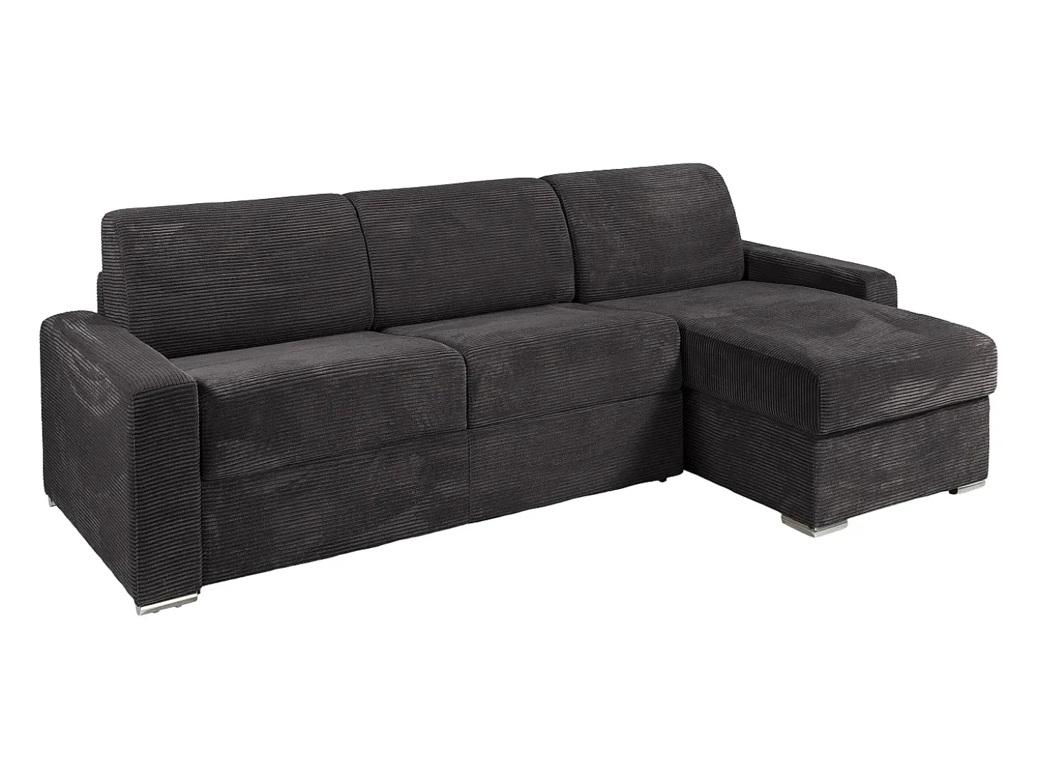 Sofá de canto reversível convertível abertura rápida veludo canelado cinzento 160 cm - 22 cm CALITO