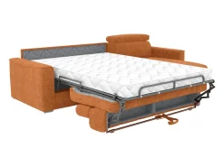 Sofá de canto reversível conversível abertura rápida em tecido terracotta - Cama 160 cm VIZIR