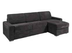 Sofá de canto reversível convertível abertura rápida veludo canelado cinzento 140 cm - 22 cm CALITO