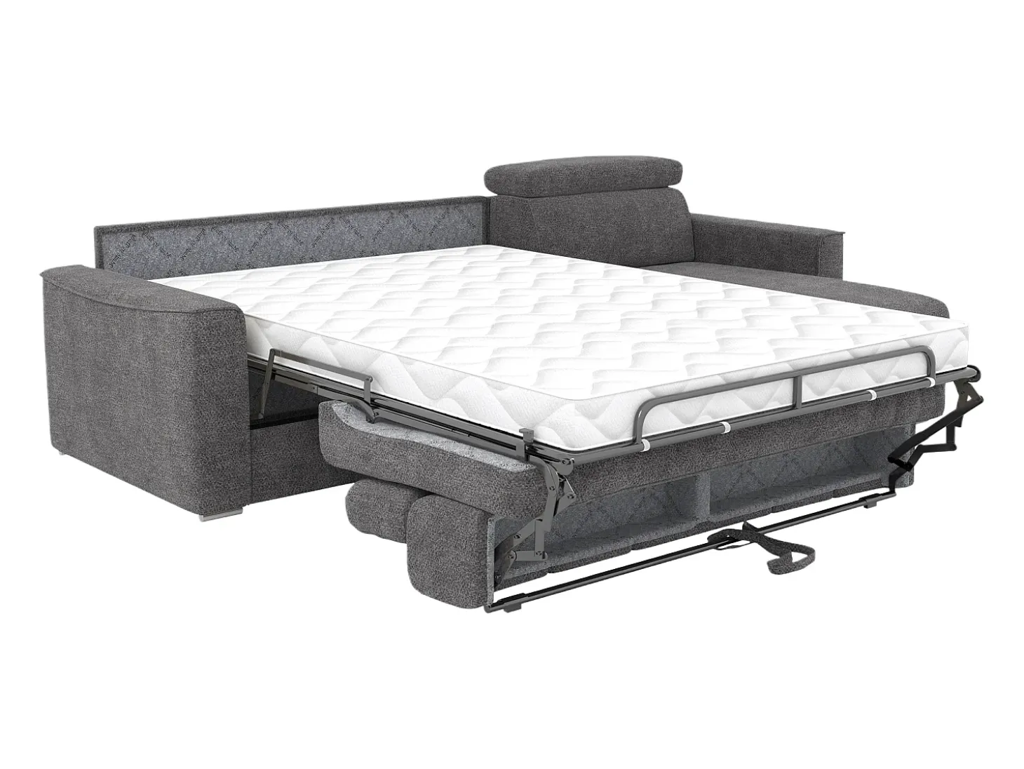 Sofá de canto reversível conversível abertura rápida em tecido cinza - Cama 140 cm VIZIR