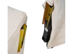 Sofá de canto reversível de 3 lugares em linho bege, com portas USB e Tipo C - 202x137x80cm