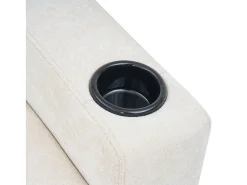 Sofá de canto reversível de 3 lugares em linho bege, com portas USB e Tipo C - 202x137x80cm