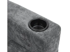 Sofá de canto reversível de 3 lugares em linho cinza, com portas USB e Tipo C - 202x137x80cm