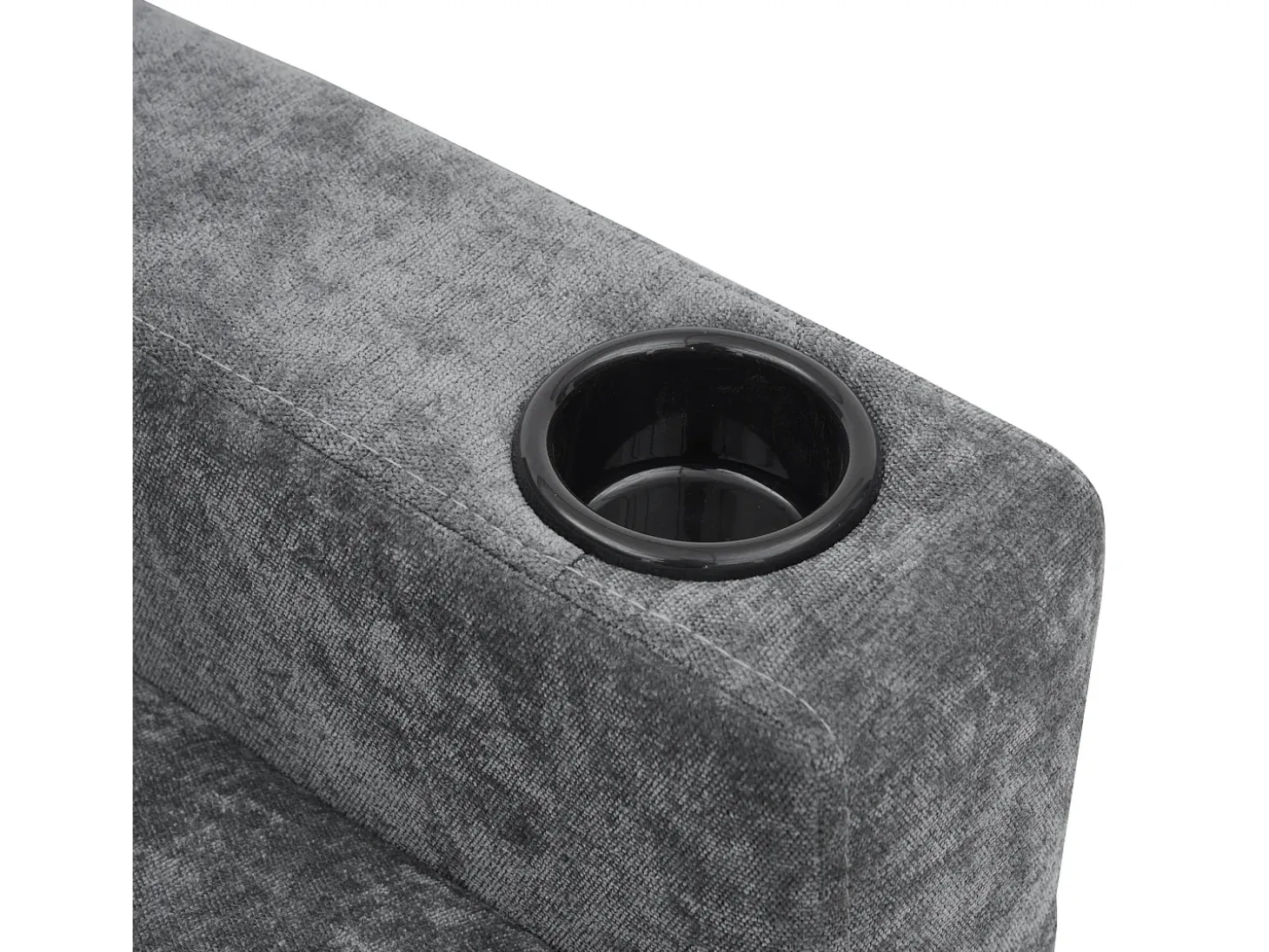 Sofá de canto reversível de 3 lugares em linho cinza, com portas USB e Tipo C - 202x137x80cm